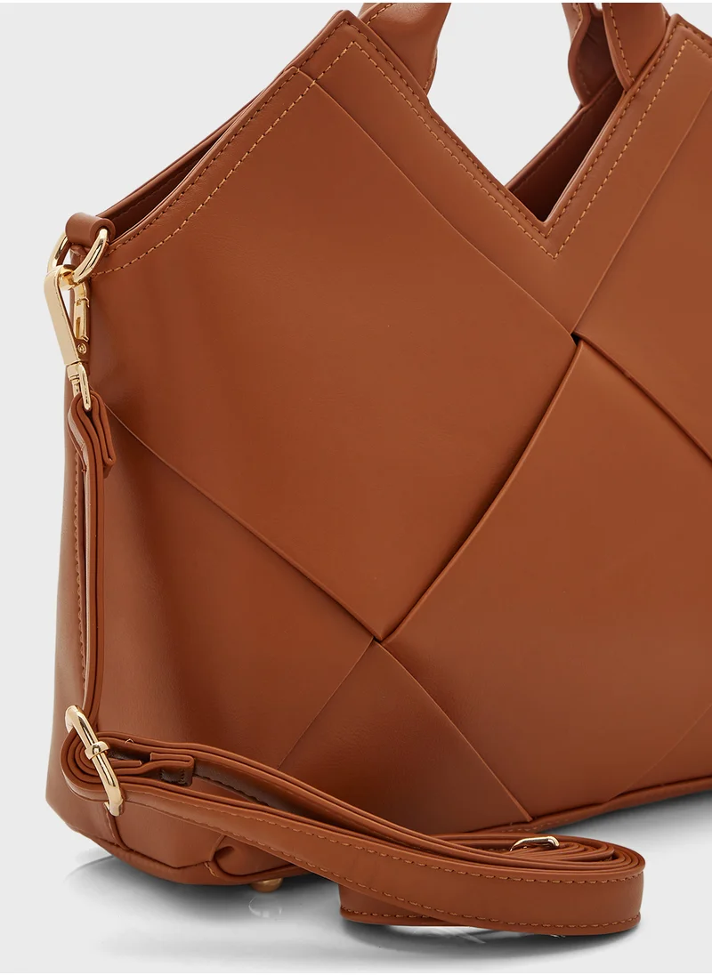 ELLA Weave Satchel Bag With Long Strap