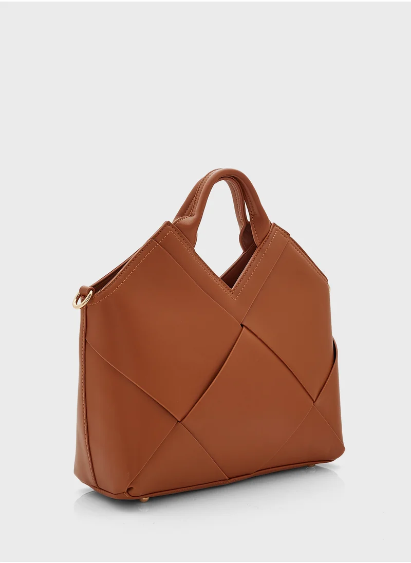 ELLA Weave Satchel Bag With Long Strap
