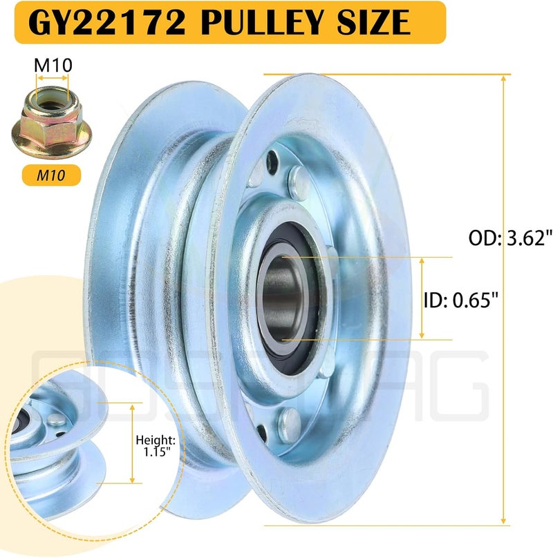 BOSFLAG GY22172 Idler Pulley Replaces John Deere GY22172 Idler Pulley John Deere GY20067 Idler Pulley John Deere flat Idler Pulley - GY22172 for John Deere D140 E160 L110 L120 L130 LA115 LA145 Tractor - Image 3