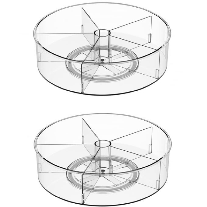 PLASTIC ROUND LAZY SUSAN ROTATING TURNTABLE FOOD STORAGE CONTAINER FOR CABINET PANTRY REFRIGERATOR COUNTERTOP SPINNING ORGANIZER FOR SPICES CONDIMENTS BAKING SUPPLIES 115 2 PACKS