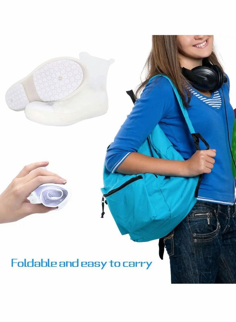 SYOSI Silicone Shoe Covers, Waterproof Shoe Covers, Thickened Sole Reusable Rain Shoe Covers, Silicone Rubber Non Slip Shoe Protectors, Elastic Overshoes Elevated Galoshes for Man and Woman (XL, White) - Image 4