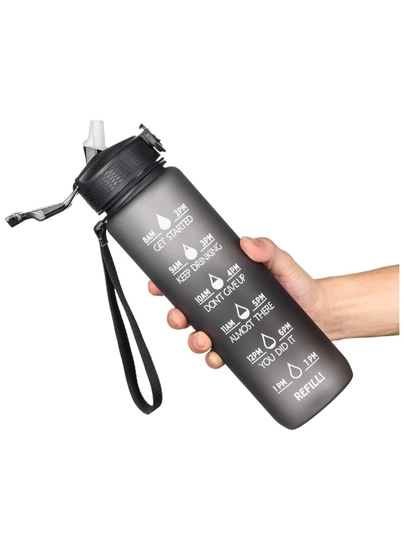 زجاجة مياه رياضية خالية من مادة BPA مع مؤشر للوقت وتصميم مقاوم للتسرب - Image 1