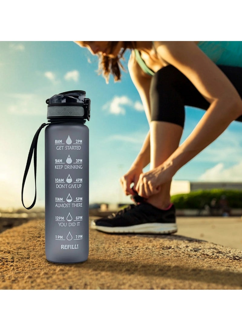 زجاجة مياه رياضية خالية من مادة BPA مع مؤشر للوقت وتصميم مقاوم للتسرب - Image 2