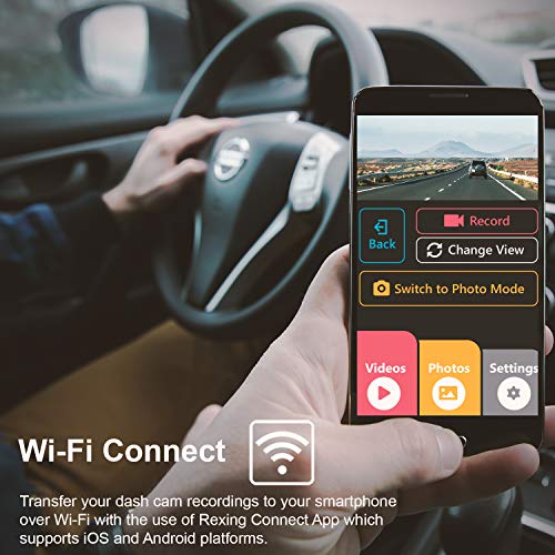 REXING V1 - 4K Ultra HD Car Dash Cam 2.4" LCD Screen, Wi-Fi, 170° Wide Angle Dashboard Camera Recorder with G-Sensor, WDR, Loop Recording, Supercapacitor, Mobile App, 256GB Supported - Image 3