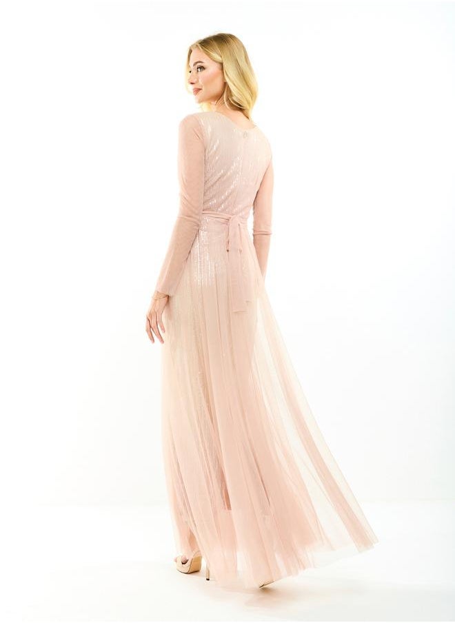 House of Moda Blush Sequin Gown Dress - Image 2