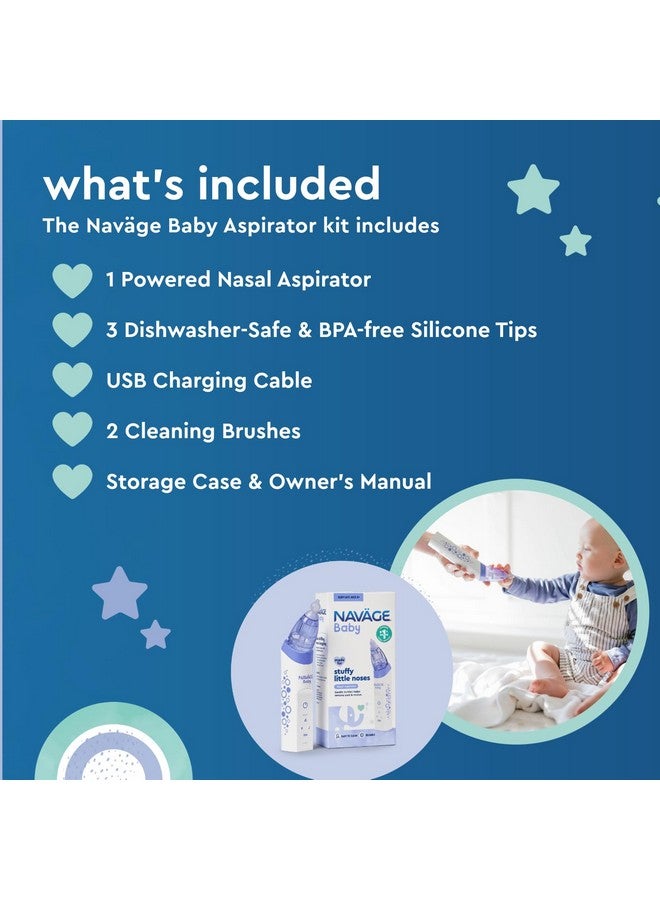 Navage Baby Nasal Aspirator - Gentle, Pediatrician Recommended Nasal Aspirator for Baby Congestion & Stuffy Noses - Baby Nose Sucker w/ Lights, Lullabies & BPA Free Silicone Tips - Image 5