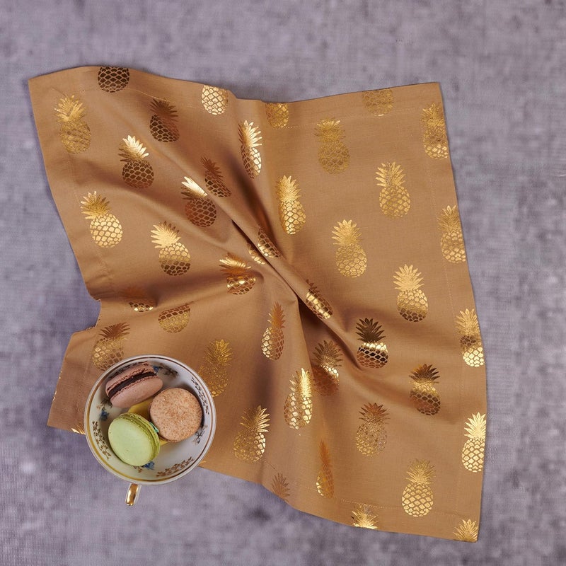 MJ Label 16*16" Pinapple Foil Print, Brown