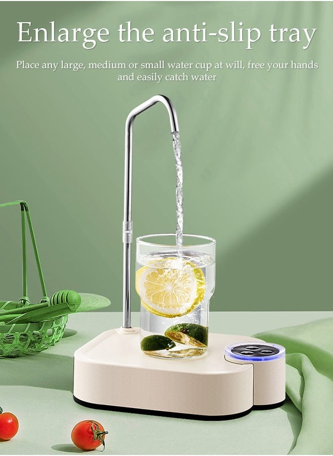 DUNISO Desktop Water Pump，Automatic Water Pump，Three Speed Water Outlet Mode Pump，Portable Electric Water Bottle Pump Countertop，USB Charging Automatic Water Jug Dispenser for Bedside, Home, Office, Outdoor，Cream  - Image 4