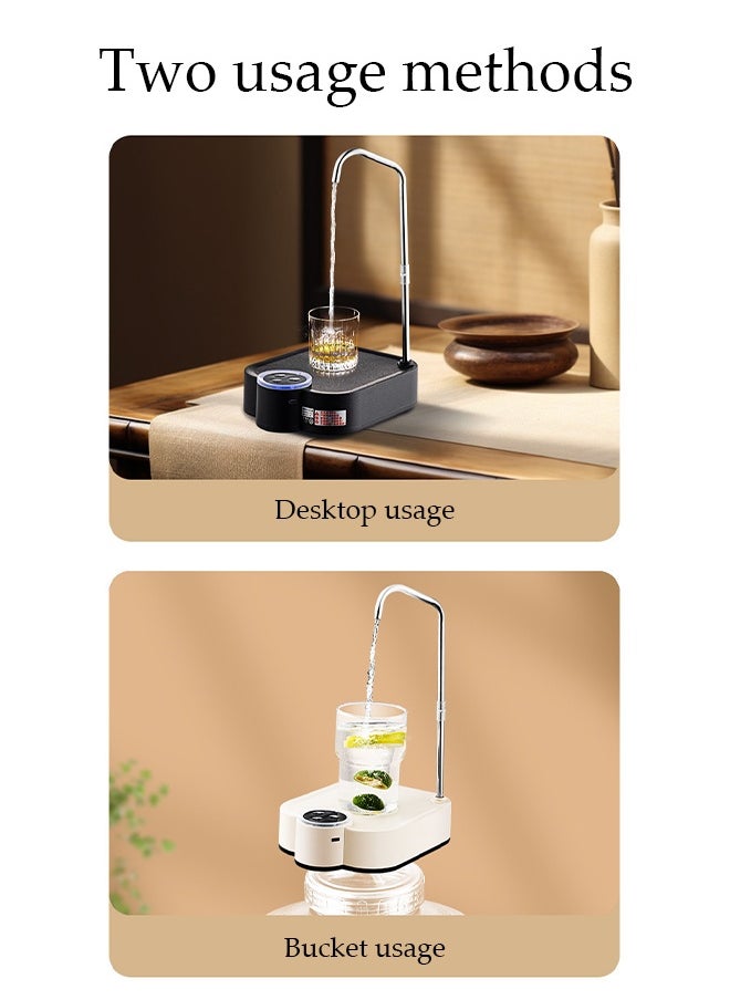 DUNISO Desktop Water Pump，Automatic Water Pump，Three Speed Water Outlet Mode Pump，Portable Electric Water Bottle Pump Countertop，USB Charging Automatic Water Jug Dispenser for Bedside, Home, Office, Outdoor，Cream  - Image 3