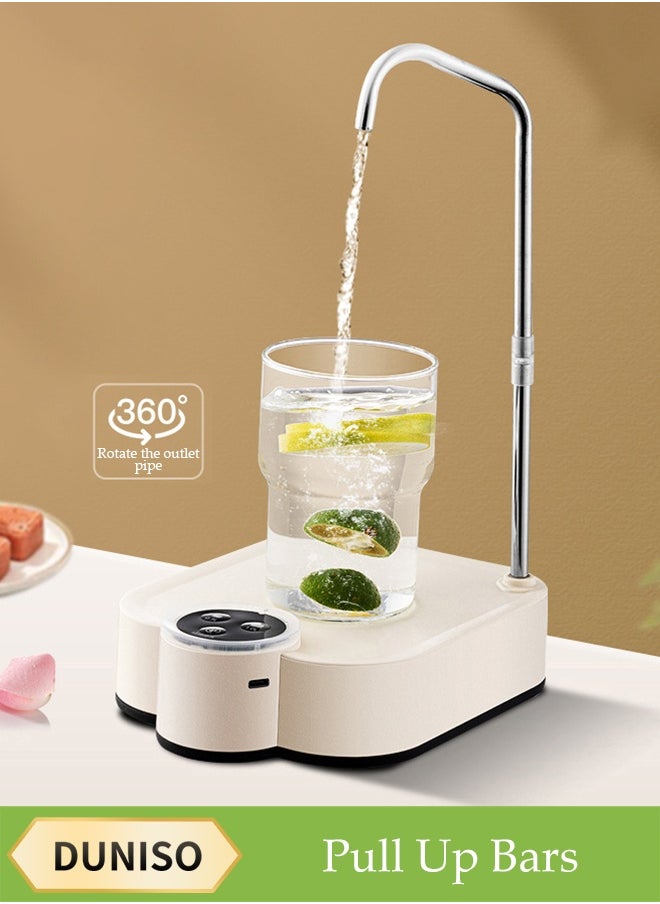 DUNISO Desktop Water Pump，Automatic Water Pump，Three Speed Water Outlet Mode Pump，Portable Electric Water Bottle Pump Countertop，USB Charging Automatic Water Jug Dispenser for Bedside, Home, Office, Outdoor，Cream  - Image 1