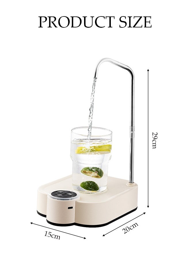 DUNISO Desktop Water Pump，Automatic Water Pump，Three Speed Water Outlet Mode Pump，Portable Electric Water Bottle Pump Countertop，USB Charging Automatic Water Jug Dispenser for Bedside, Home, Office, Outdoor，Cream  - Image 2