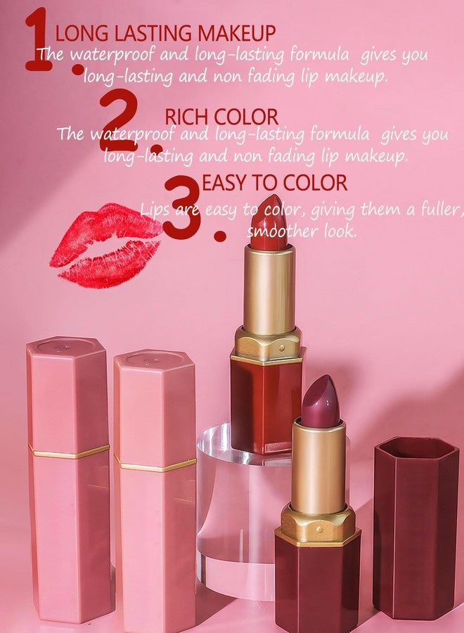 DuaTana 6 Pcs Glitter Lipstick Brown Nude Pink Purple Red Sets, Matte Shimmer Light to Dark for Women Long Lasting 24 Hours Lip Gloss, Sparkling Shiny Waterproof Lip Stick Color Lip Stain labiales Makeup Gift - Image 4