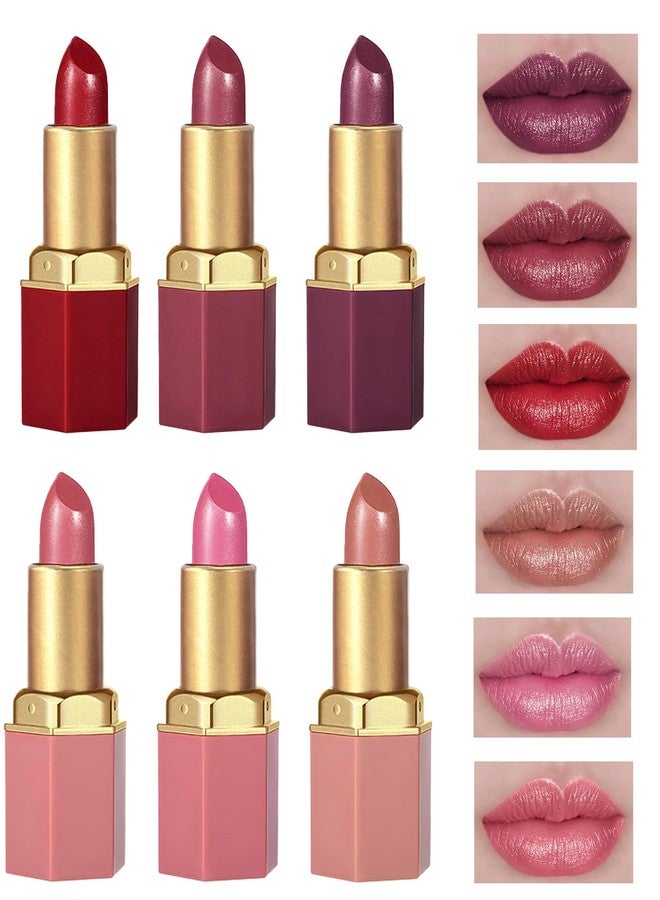 DuaTana 6 Pcs Glitter Lipstick Brown Nude Pink Purple Red Sets, Matte Shimmer Light to Dark for Women Long Lasting 24 Hours Lip Gloss, Sparkling Shiny Waterproof Lip Stick Color Lip Stain labiales Makeup Gift - Image 1