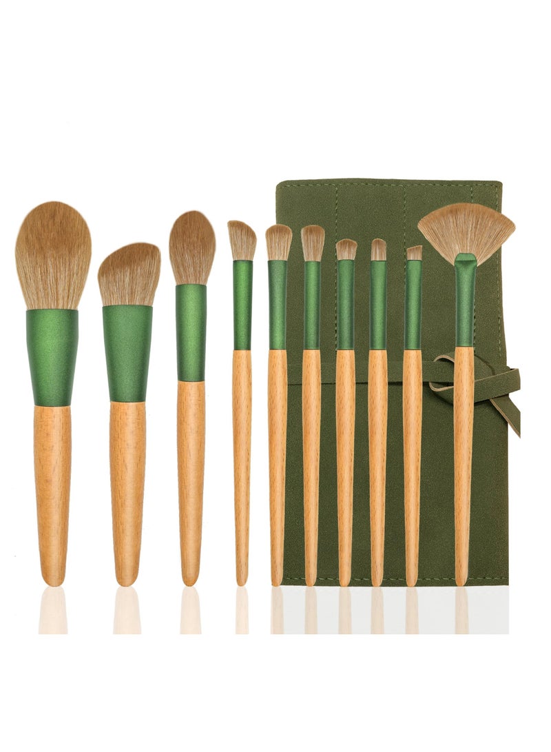 KASTWAVE Natural Wooden Makeup Brush Set, Travel Makeup Brush Set, Brushes For Makeup with Organizer, Blush Brush, Foundation Brush, Concealer Brush, Eyebrow Brush, Premium Synthetic Bristles, 10 Piece Set - Image 1