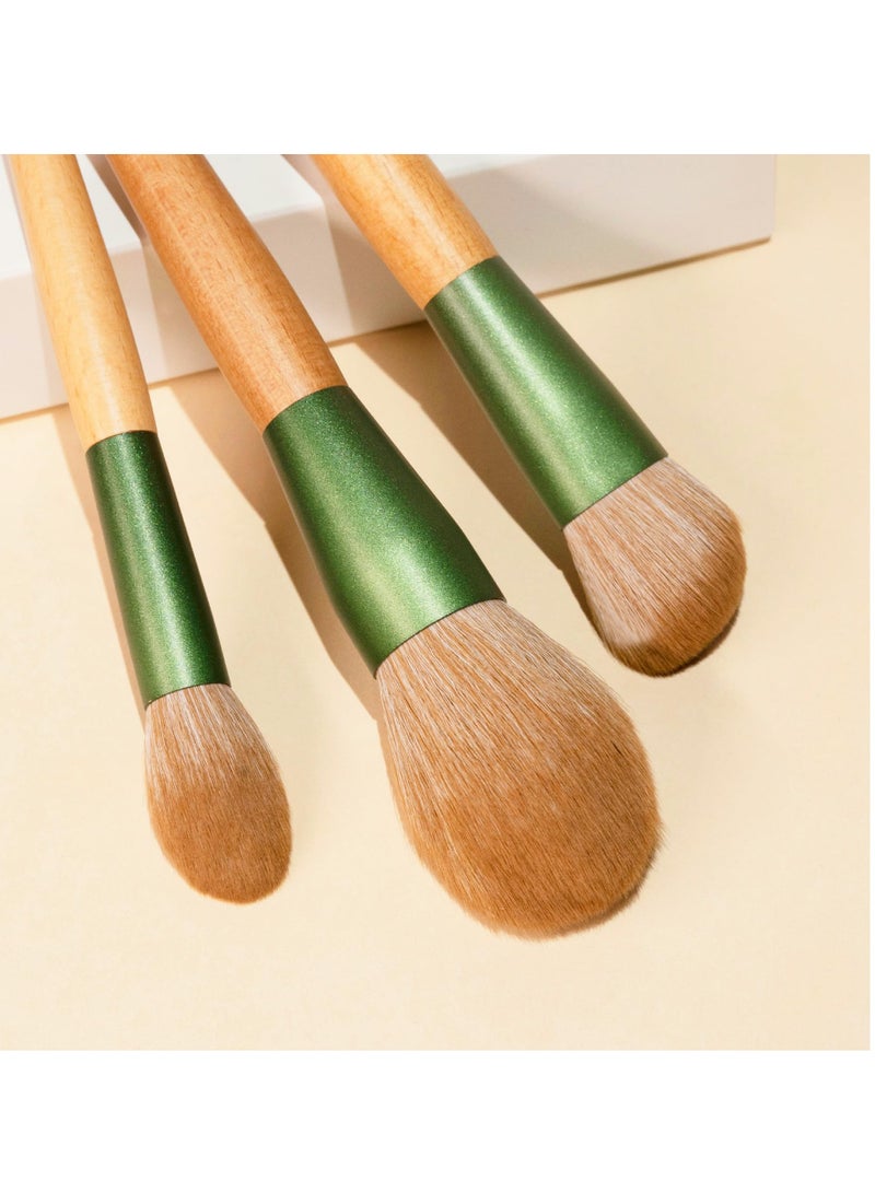 KASTWAVE Natural Wooden Makeup Brush Set, Travel Makeup Brush Set, Brushes For Makeup with Organizer, Blush Brush, Foundation Brush, Concealer Brush, Eyebrow Brush, Premium Synthetic Bristles, 10 Piece Set - Image 2