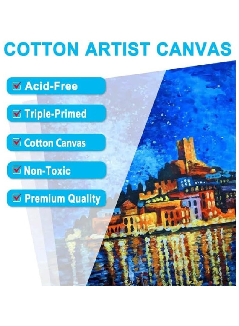 مجموعة من 10 ألواح قماشية للرسم، 10 × 10 سم، ألواح قماشية فارغة معدة بالقطن وخالية من الأحماض للرسم الزيتي والألوان المائية والأكريليك والغواش والتيمبرا - Image 2