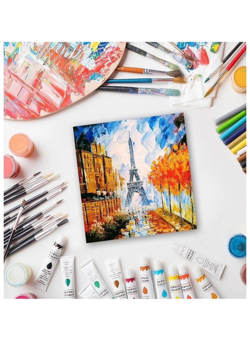 مجموعة من 10 ألواح قماشية للرسم، 10 × 10 سم، ألواح قماشية فارغة معدة بالقطن وخالية من الأحماض للرسم الزيتي والألوان المائية والأكريليك والغواش والتيمبرا - Image 3