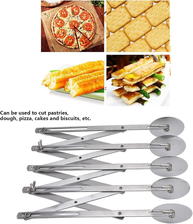 klarako Pastry Cutter Wheel, Pizza Roller Multifunctional Use Time Saving Safe Accurate Cutting Adjustable Distance for Cake for Pizza for Biscuits(5 rounds) - Image 4