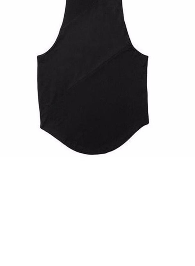 Loquat Hooded Long Loose Sleeveless T-Shirt Black  - Image 2