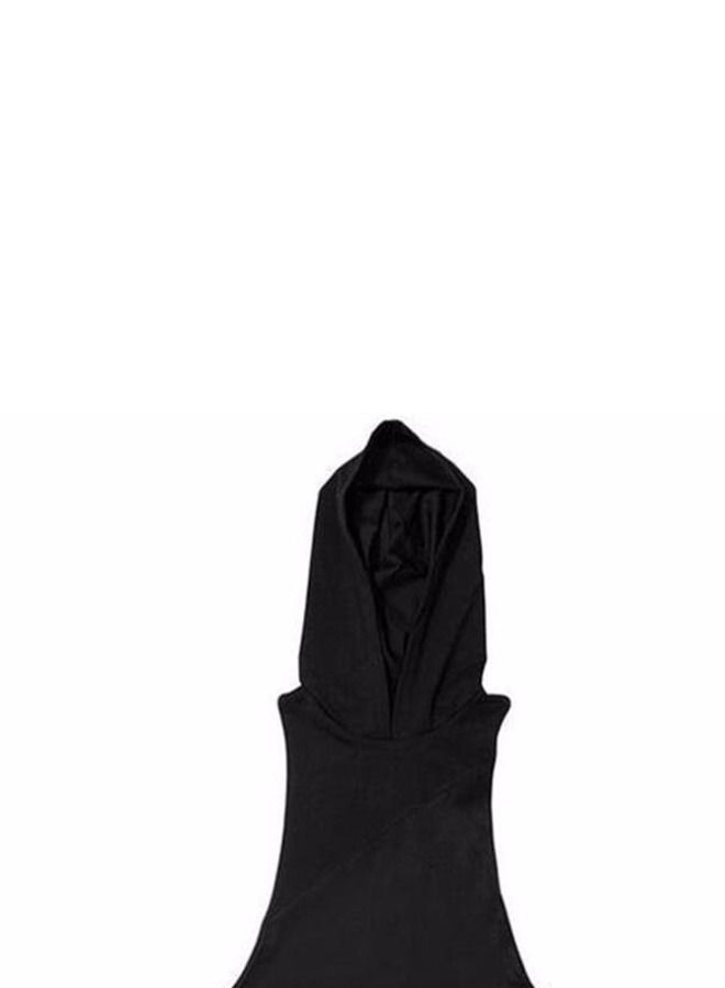 Loquat Hooded Long Loose Sleeveless T-Shirt Black  - Image 3