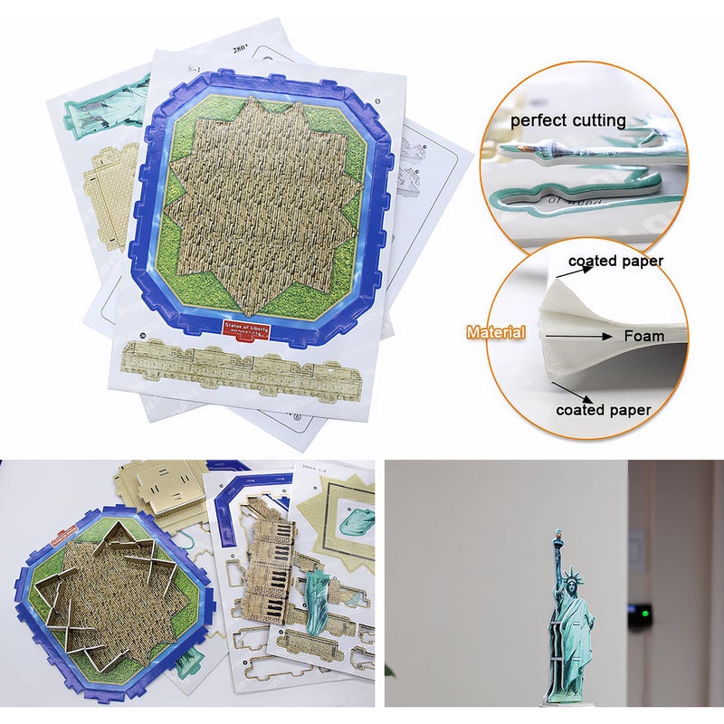 Liberty imports لعبة بازل ثلاثية الأبعاد تمثال الحرية - مجموعة نموذج بناء معماري DIY | نسخة واقعية، بدون غراء | لعبة تعليمية للأطفال والبالغين | ديكور معلم نيويورك - Image 4