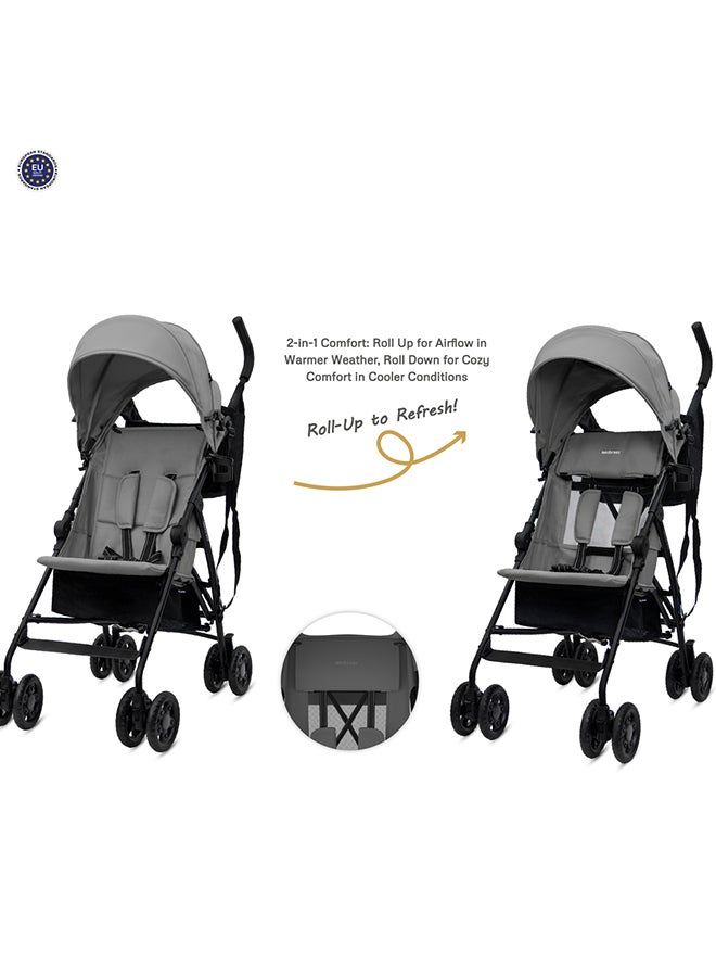 نيوبريز عربة أطفال نيوبيز كليما خفيفة الوزن وقابلة للطي للسفر، مظلة مقاومة للماء بعامل حماية  +، مناسبة من  أشهر إلى  سنوات، تتحمل حتى  كجم، ضمان  سنوات، مع حامل أكواب ومنظم صغير وحزام حمل - Image 3