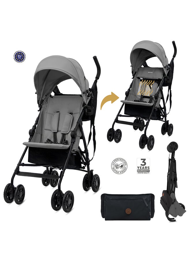 نيوبريز عربة أطفال نيوبيز كليما خفيفة الوزن وقابلة للطي للسفر، مظلة مقاومة للماء بعامل حماية  +، مناسبة من  أشهر إلى  سنوات، تتحمل حتى  كجم، ضمان  سنوات، مع حامل أكواب ومنظم صغير وحزام حمل - Image 2