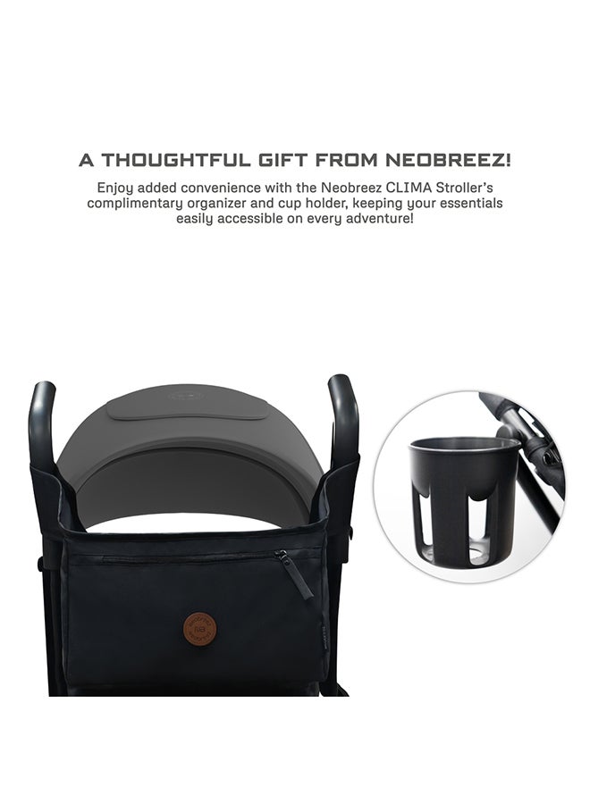 نيوبريز عربة أطفال نيوبيز كليما خفيفة الوزن وقابلة للطي للسفر، مظلة مقاومة للماء بعامل حماية  +، مناسبة من  أشهر إلى  سنوات، تتحمل حتى  كجم، ضمان  سنوات، مع حامل أكواب ومنظم صغير وحزام حمل - Image 5