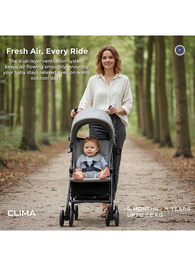نيوبريز عربة أطفال نيوبيز كليما خفيفة الوزن وقابلة للطي للسفر، مظلة مقاومة للماء بعامل حماية  +، مناسبة من  أشهر إلى  سنوات، تتحمل حتى  كجم، ضمان  سنوات، مع حامل أكواب ومنظم صغير وحزام حمل - Image 4