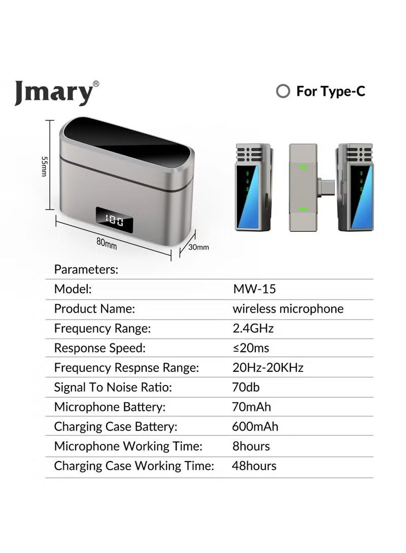 Jmary MW-15 USB-C / Type-C Port 2.4G Lavalier Wireless Microphone - Image 2