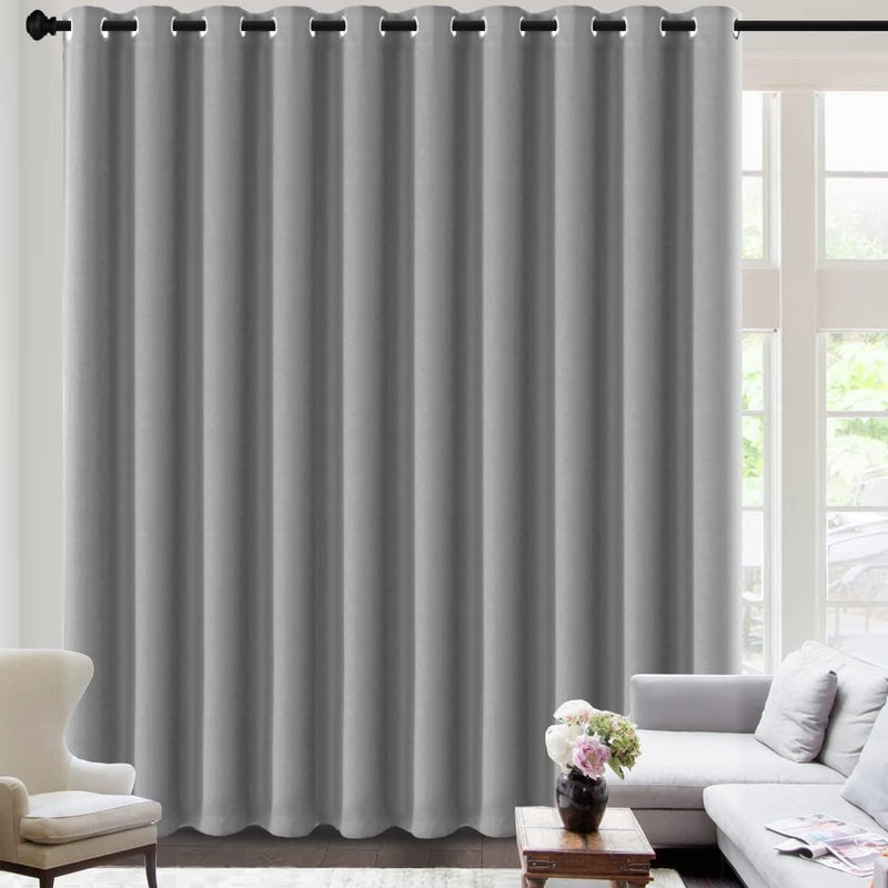 HVERSAILTEX Blackout Curtains for Sliding Glass Door Room Divider Curtains Noise Reduce Curtain Panel Portable Window Screen Sliding Partition W180 x L96 inches8 Tall by 15 Wide Dove Gray