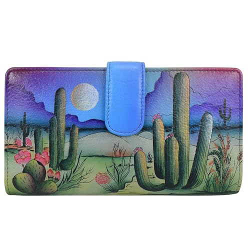 Anna by Anuschka Womens Original HandPainted Genuine Leather TwoFold Wallet Desert Moon - Image 1