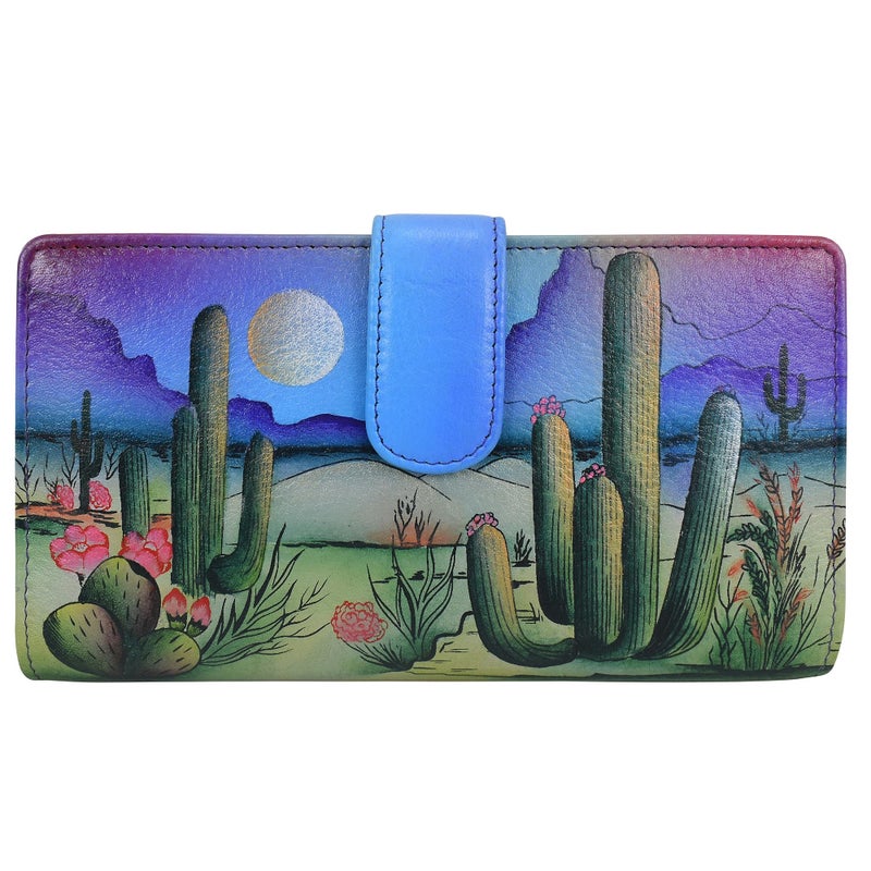 Anna by Anuschka Womens Original HandPainted Genuine Leather TwoFold Wallet Desert Moon - Image 2