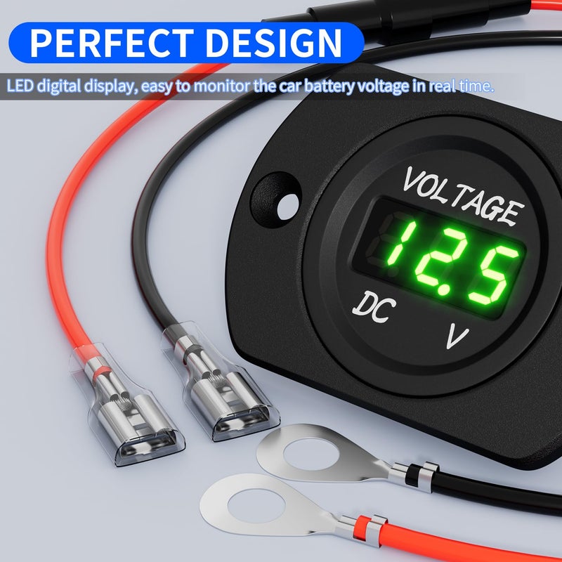 DAIERTEK Voltage Gauge 12V Green Volt Meter Marine Battery Volt Gauge 24V 36V DC Digital Voltmeter for car Truck RV ATV Boat Marine - Image 3