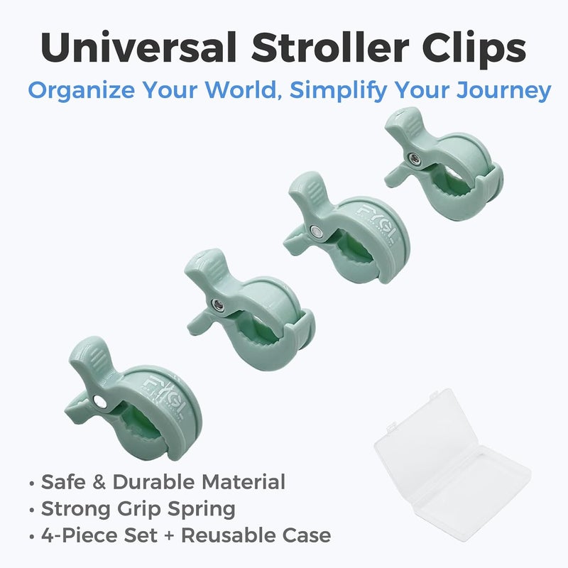 FYGL Universal Stroller Clips | 4PCS Multiuse Fasteners for Pram Toys, Sun Shades, and Blankets - Greenish - Image 2