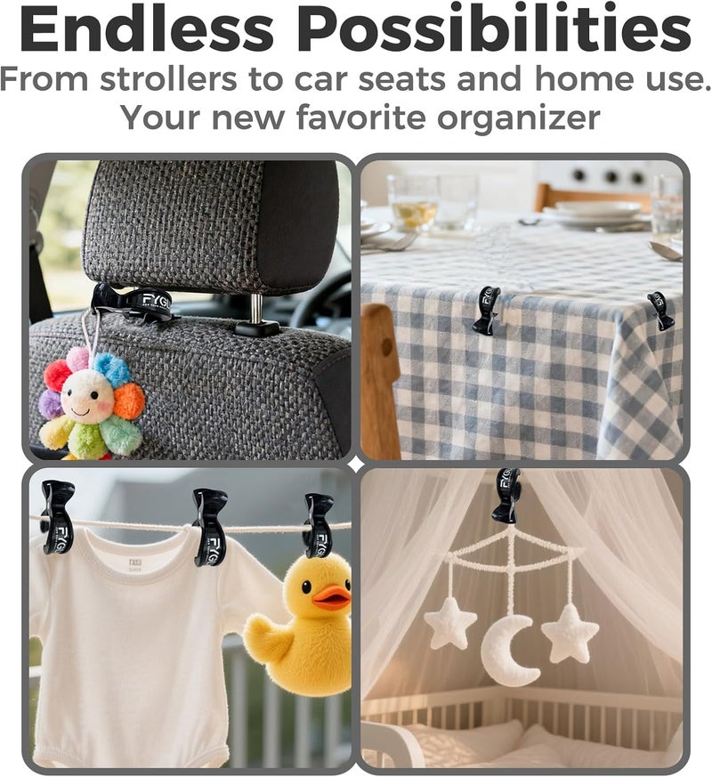 FYGL Universal Stroller Clips | 4PCS Multiuse Fasteners for Pram Toys, Sun Shades, and Blankets - Greenish - Image 5