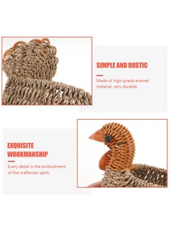 EXCEART EXCEART Wicker Turkey Shape Storage Basket, Light Grey, 150cm  - Image 4