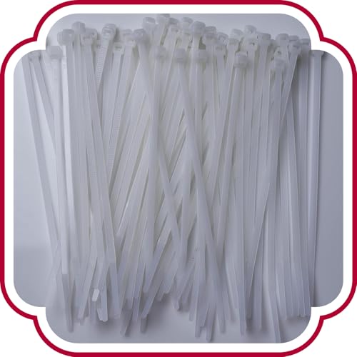 SHIVANSH TECHNOLOGY® Cable Zip Ties,White(150 mm x3.6 mm,6" inch, Pack of 100) Multi-Purpose Self-Locking Nylon Teeth Grip Plastic Cable Ties | Cord Management Ties for Home,Office,Garden,Workshop. - Image 1