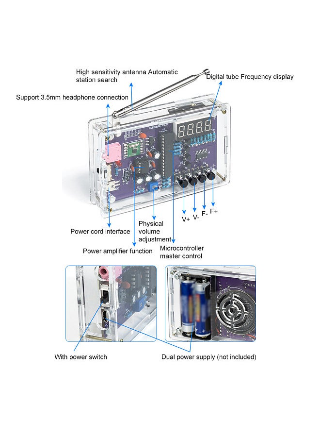 Generic - Radio Assembly Kit Frequency Modulation Circuit Board Microcontroller DIY Electronic Production Soldering Practice Bulk Parts - Image 1