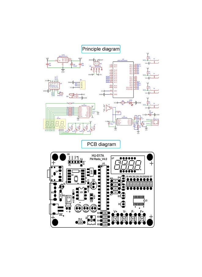 Generic - Radio Assembly Kit Frequency Modulation Circuit Board Microcontroller DIY Electronic Production Soldering Practice Bulk Parts - Image 1