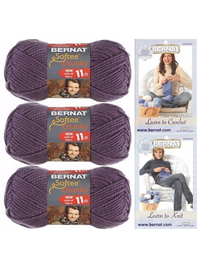 Softee Chunky Yarn Super Bulky 6 3 Skeins Dark Mauve Bundle 28323