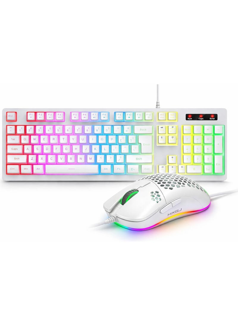 YONK HXSJ RGB Gaming Keyboard Mouse Combo – 104-Key Wired RGB Backlit Keyboard & J900 USB Gaming Mouse, 6 Adjustable DPI, Ergonomic Design for PC Laptop Gamers - Image 1