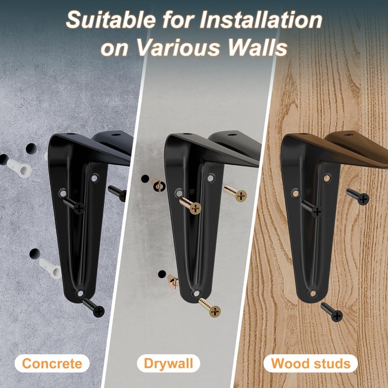 SKYSEN Floating Shelves for Wall Set of 6, 15.7in Wood Wall Shelf for Decor, Bathroom, Bedroom, Storage, Book,Kitchen, Living Room - Black(fs-40-b) - Image 5