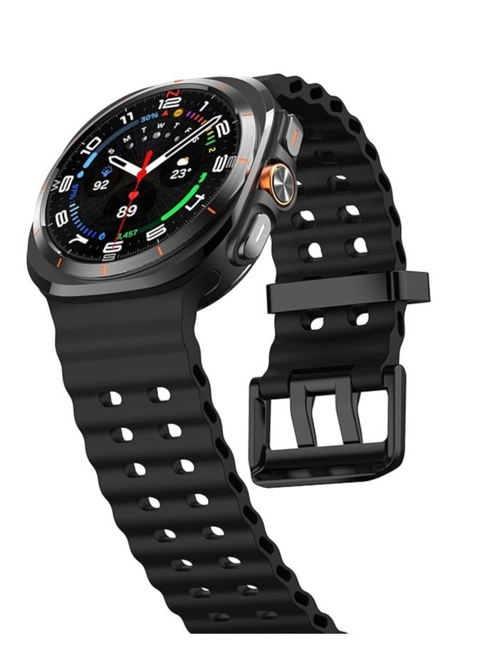 Gravity Soft Silicone Band for Samsung Galaxy Watch Ultra 47mm, Waterproof and Breathable Sport Watch Strap for Men & Women, Adjustable, Comfortable, Durable, Ideal for Fitness and Daily Use, Black - Image 3