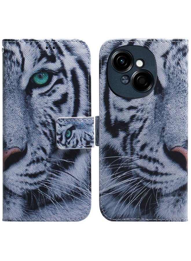 For Tecno Spark Go 1 / Pop 9 Pro Coloured Drawing Flip Leather Phone Case(Tiger)