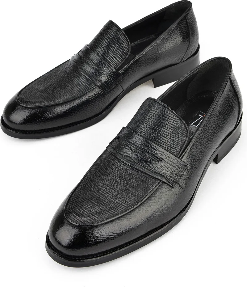 زيا , Men's Leather Classic Shoes 1511027Z086 Black