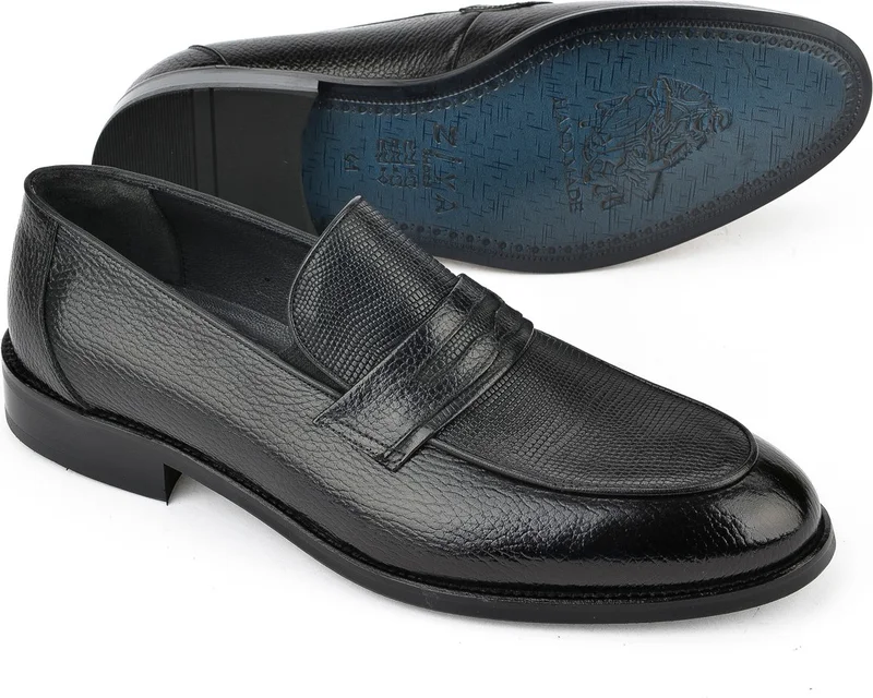 زيا , Men's Leather Classic Shoes 1511027Z086 Black