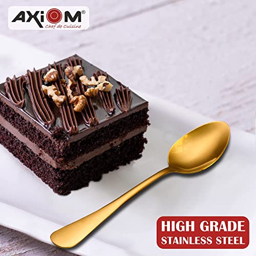AXIOM Stainless Steel Cutlery Set. Golden 18 Pieces Premium Spoons & Forks (6 Dessert Spoon, 6 Dessert Fork, 6 Tea Spoon) Gold Colour Flatware for Luxury Dining. Neo - Image 3