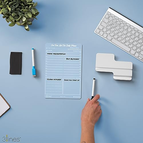 3 Lines To Do List Acrylic Board for Desk (24x16 CM)| Best Planner & Organiser | White Acrylic Base With Slot for Phone| With 2 Markers & Cleaning Fabric | 'Sort Your Life Out Planner' |Regular - Image 2