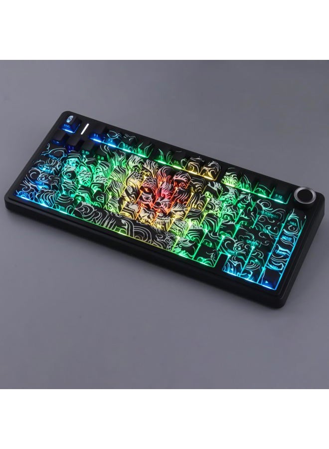 Tsungup Shine Through PBT Keycaps,138 Keys Custom Cool Dragon Pattern Side Printed Keycaps,Cherry Profile Key Caps Keyboard Keycap Set for 60% 65% 75% 80% 100% MX Switches Mechanical Keyboard(Black) - Image 3